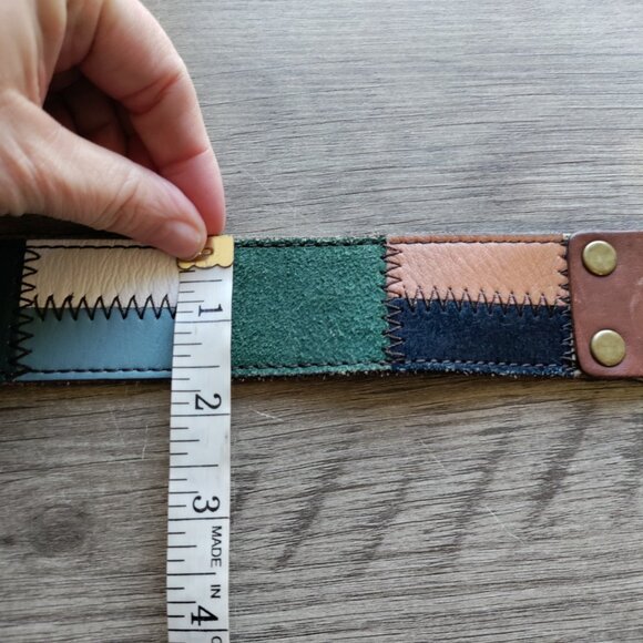 Lucky Brand Patchwork Multicolor Leather Bohemian Belt‎ Sz 28 - Picture 7 of 10